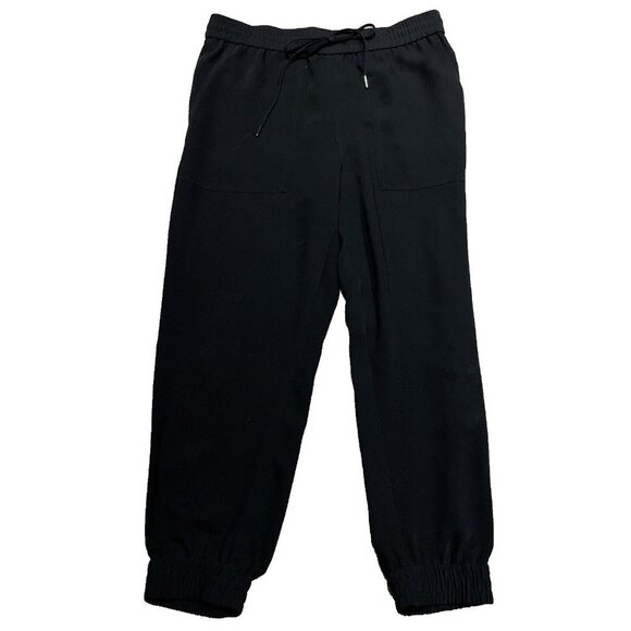 Ann Taylor Women's Size M Pull On Utility Jogger Pants Black Drawstring Pockets - Picture 1 of 13